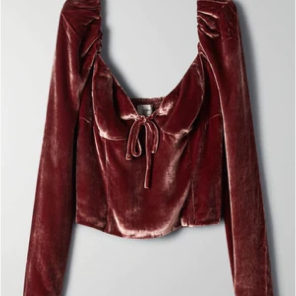 Wilfred Velvet Novella Blouse, in Truffle, size 4/small